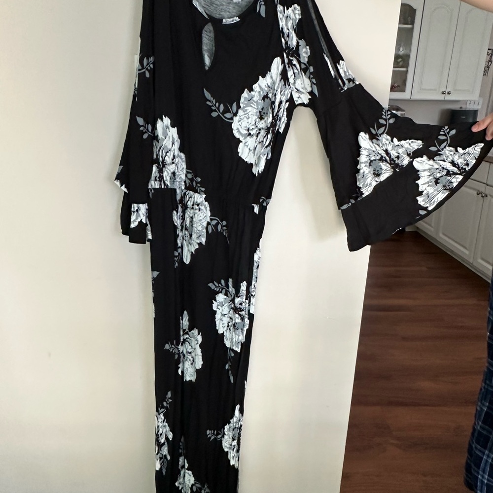Floral Black and White Maxi Dress